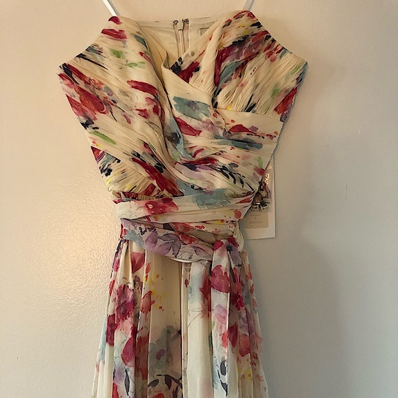 NWT Jill Stuart Silk Floral Cocktail Dress with Tie Waist and Removable … - Picture 7 of 16